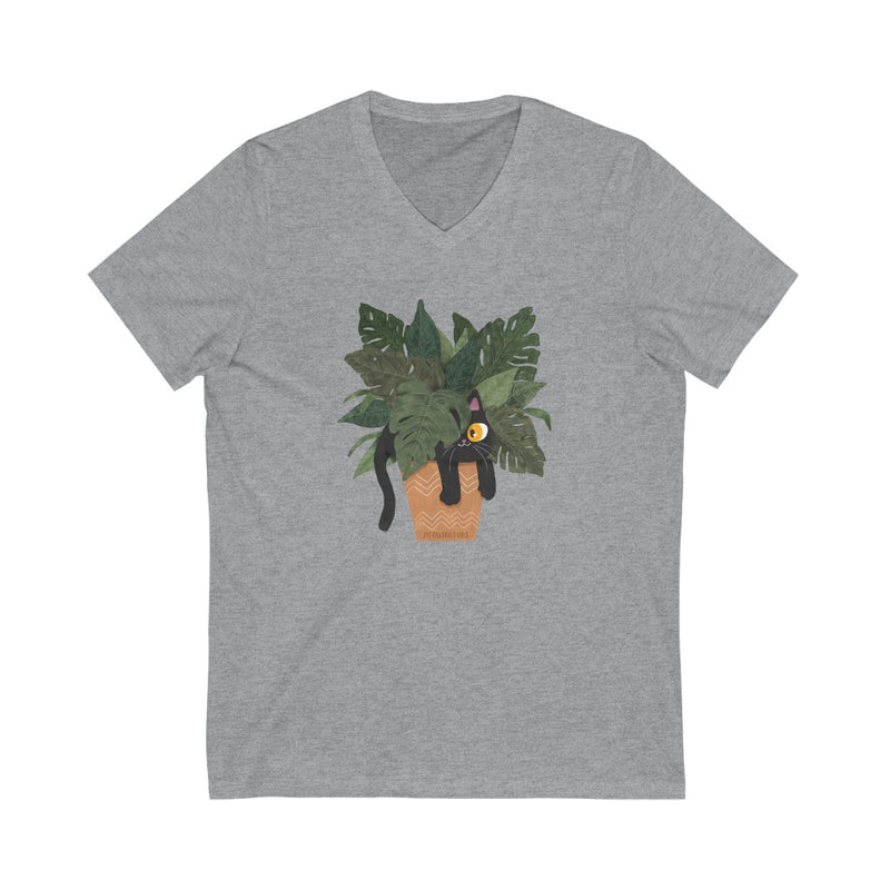 Jungle Cats & Plants Jersey V-Neck T-Shirt