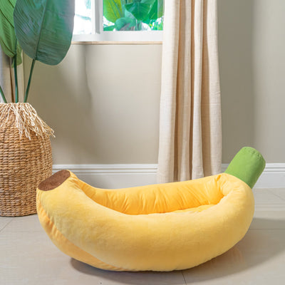 banana cat bed with removable cushion insert