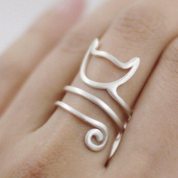 Sterling Silver Spiral Cat Ring By Meowingtons