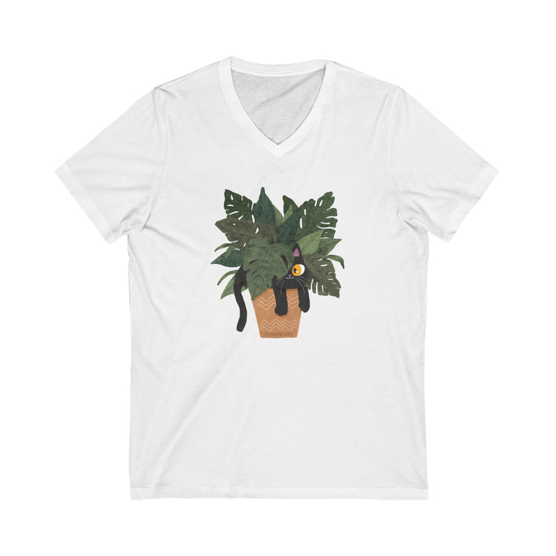 Jungle Cats & Plants Jersey V-Neck T-Shirt