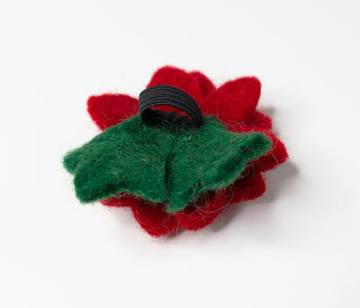Poinsettia Wool Cat Collar Accessory