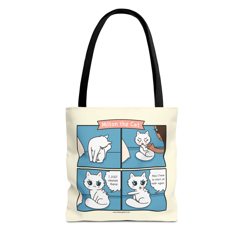 Cat Grooming Comic Tote Bag