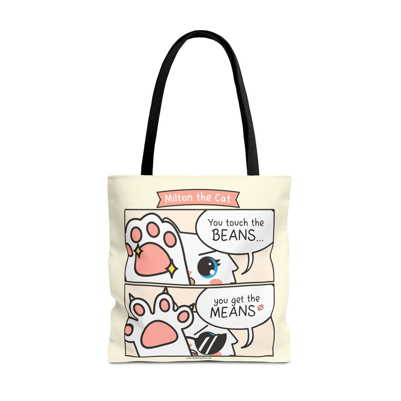 Touch The Beans & Get The Means Comic Tote Bag
