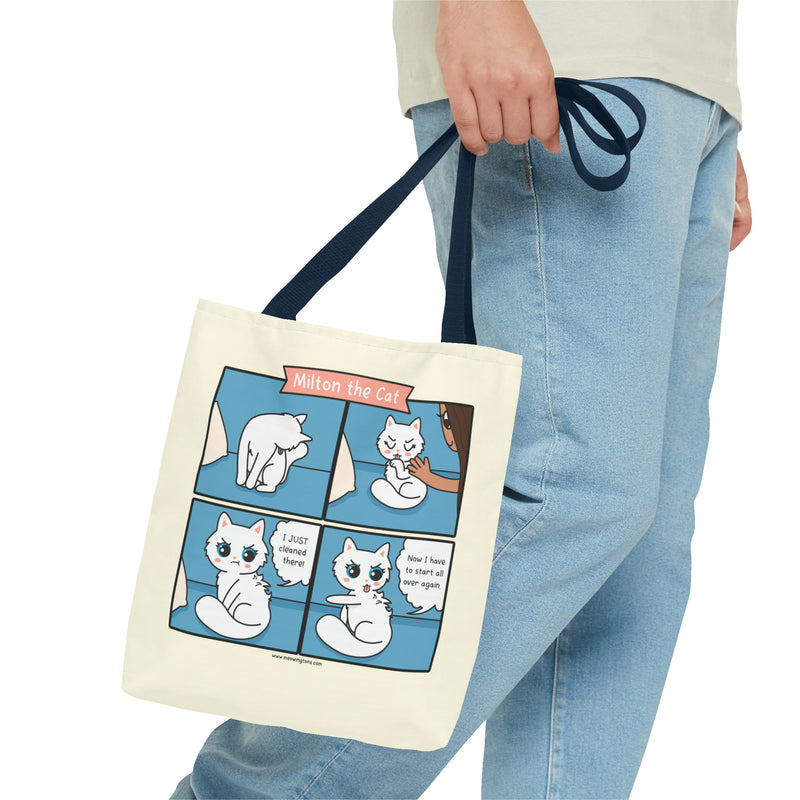 Cat Grooming Comic Tote Bag