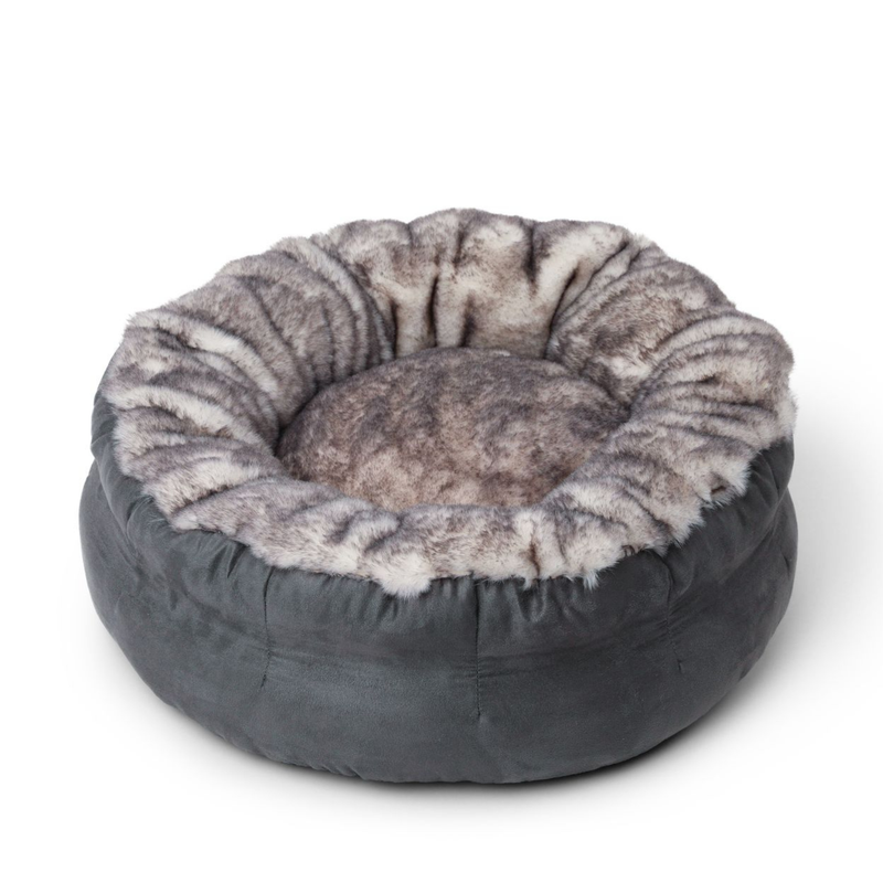 PupPouf™ Luxe Faux Fur Donut Pet Bed - Ultra Soft Chinchilla