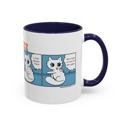 Cat Grooming Comic Coffee Mug