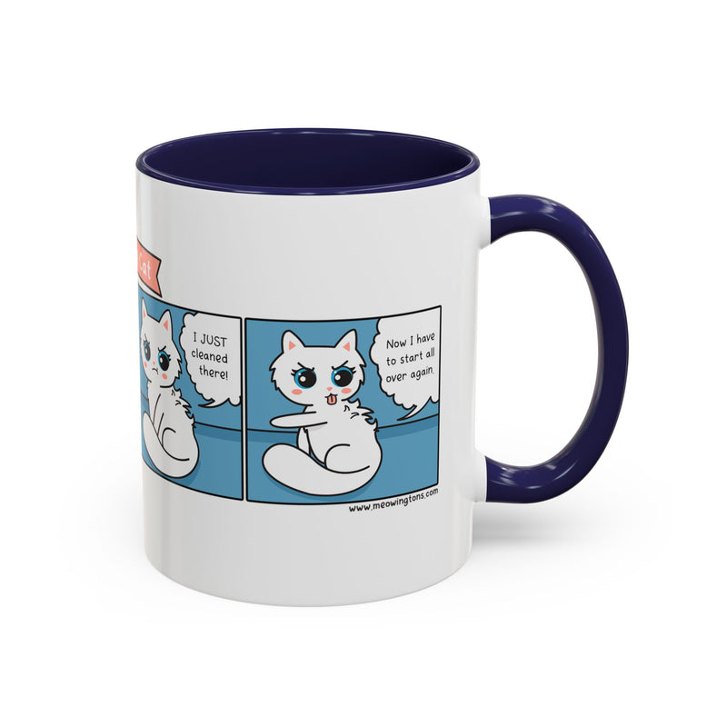 Cat Grooming Comic Coffee Mug
