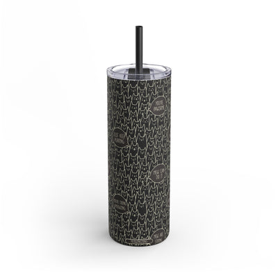 Monochrome Crowded Cats Matte Tumbler, 20oz