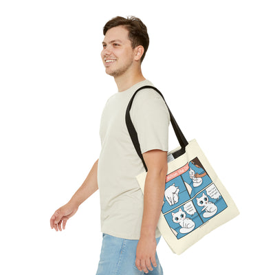 Cat Grooming Comic Tote Bag