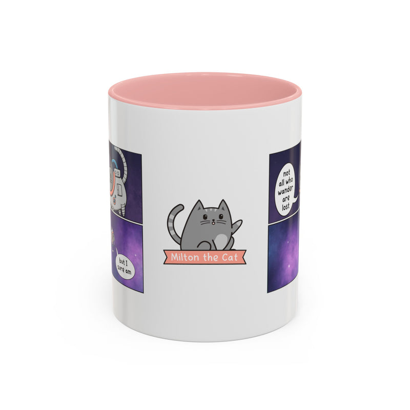 Not All Who Wander Cat Comic Mug