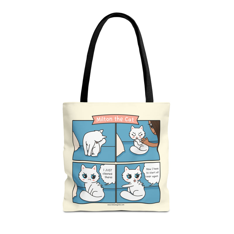 Cat Grooming Comic Tote Bag