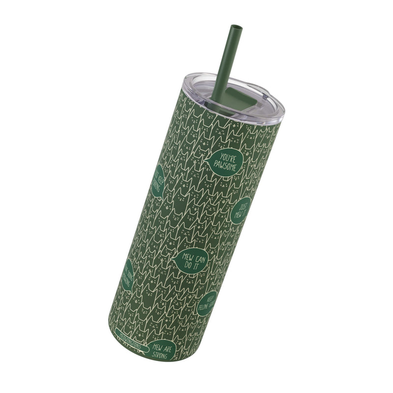 Monochrome Crowded Cats Matte Tumbler, 20oz