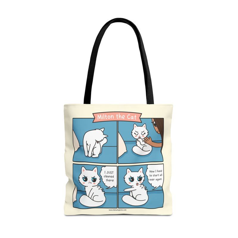 Cat Grooming Comic Tote Bag