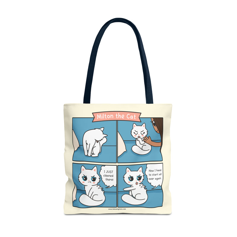 Cat Grooming Comic Tote Bag