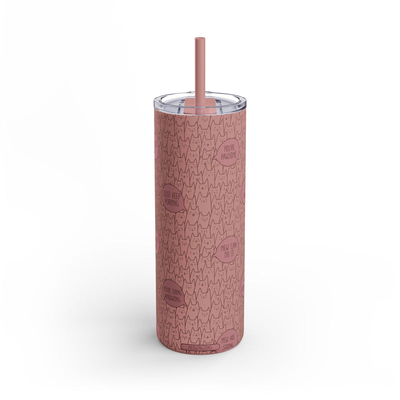 Monochrome Crowded Cats Matte Tumbler, 20oz