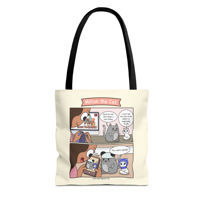 Cat Crochet Comic Tote Bag