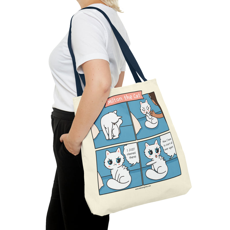 Cat Grooming Comic Tote Bag