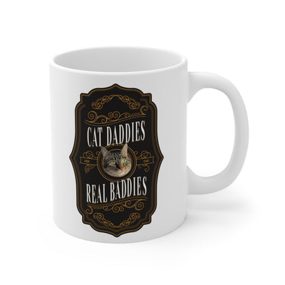 Custom Cat Daddies Are The Real Baddies Whiskey Label Cat Mug