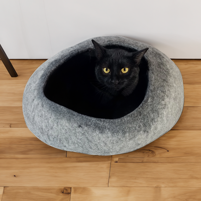 Graphite Ombre Organic Wool Cat Cave - Pet Bed