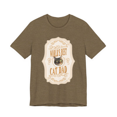 Customizable World's Best Cat Dad Whiskey Label T-Shirt - Light
