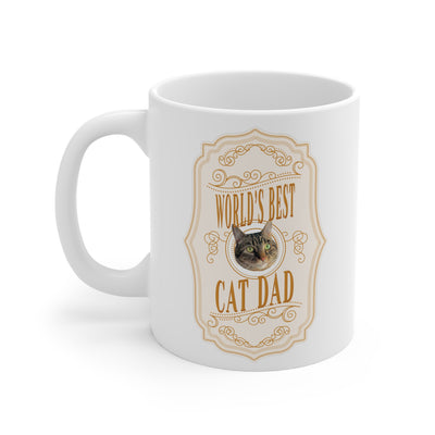 Custom World's Best Cat Dad Whiskey Label Cat Mug