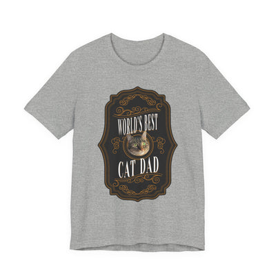 Customizable World's Best Cat Dad Whiskey Label T-Shirt - Dark