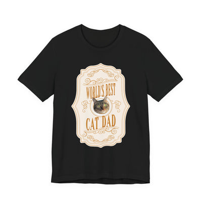 Customizable World's Best Cat Dad Whiskey Label T-Shirt - Light