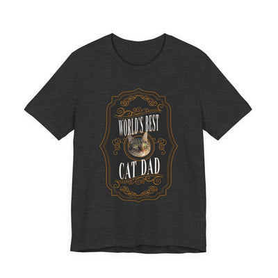 Customizable World's Best Cat Dad Whiskey Label T-Shirt - Dark