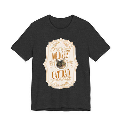 Customizable World's Best Cat Dad Whiskey Label T-Shirt - Light