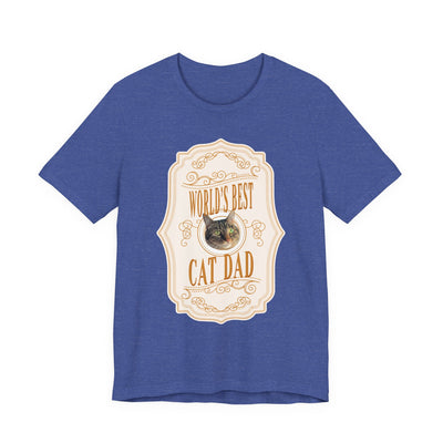 Customizable World's Best Cat Dad Whiskey Label T-Shirt - Light