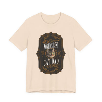 Customizable World's Best Cat Dad Whiskey Label T-Shirt - Dark