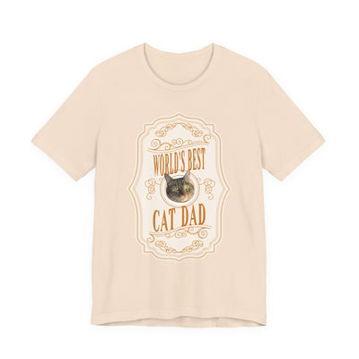Customizable World's Best Cat Dad Whiskey Label T-Shirt - Light