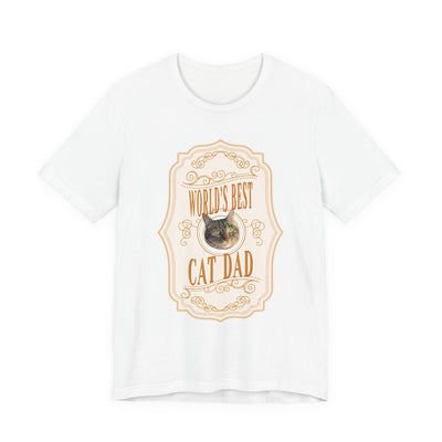 Customizable World's Best Cat Dad Whiskey Label T-Shirt - Light