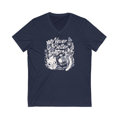 Never Better V-Neck Cat T-Shirt