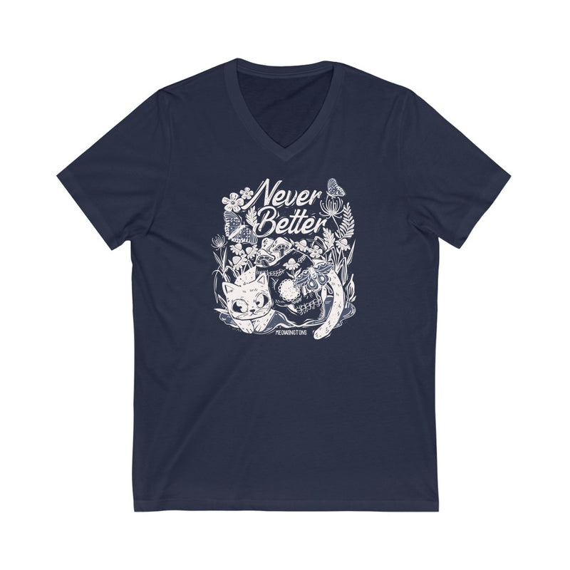 Never Better V-Neck Cat T-Shirt