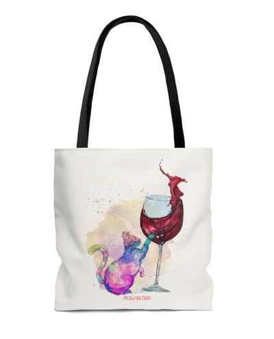 Feline Tipsy Cat Wine Tote Bag