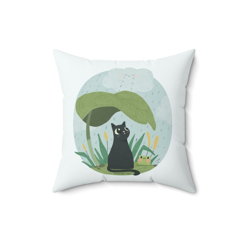 Rainy Days Cats & Plants Throw Pillow Cover