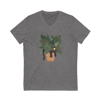 Jungle Cats & Plants Jersey V-Neck T-Shirt