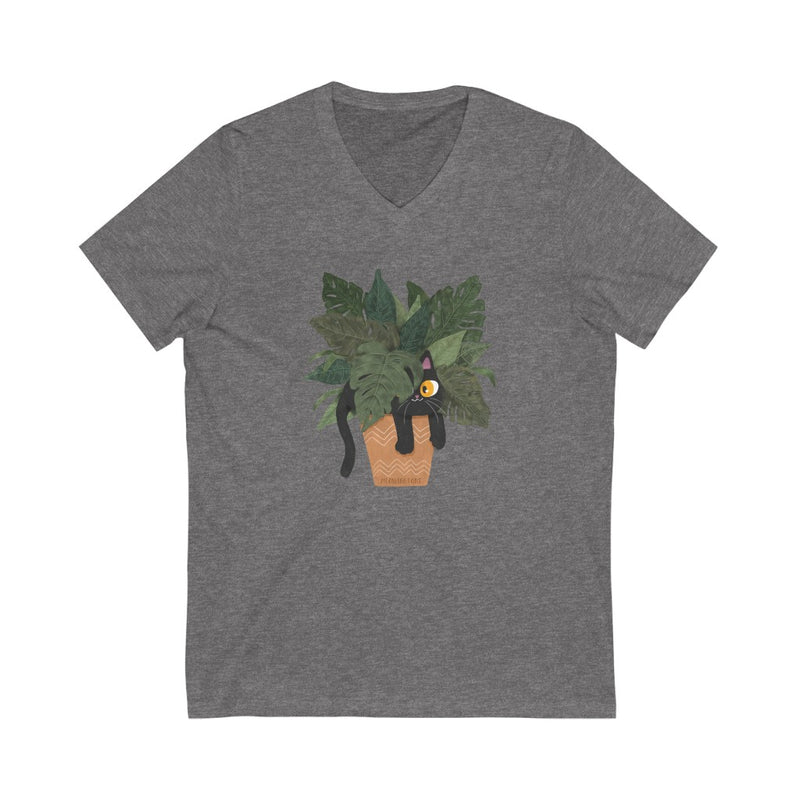 Jungle Cats & Plants Jersey V-Neck T-Shirt