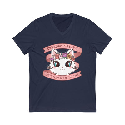 She's Beauty, She's Grace V-Neck Cat T-Shirt