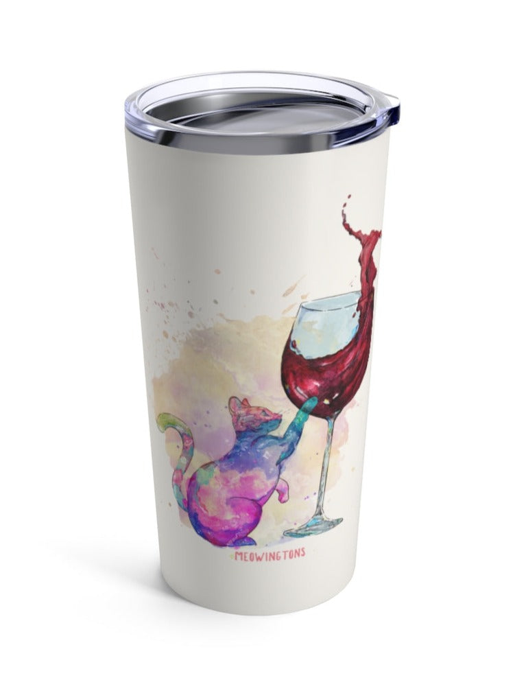 Feline Tipsy Cat Wine Reusable 20oz Tumbler