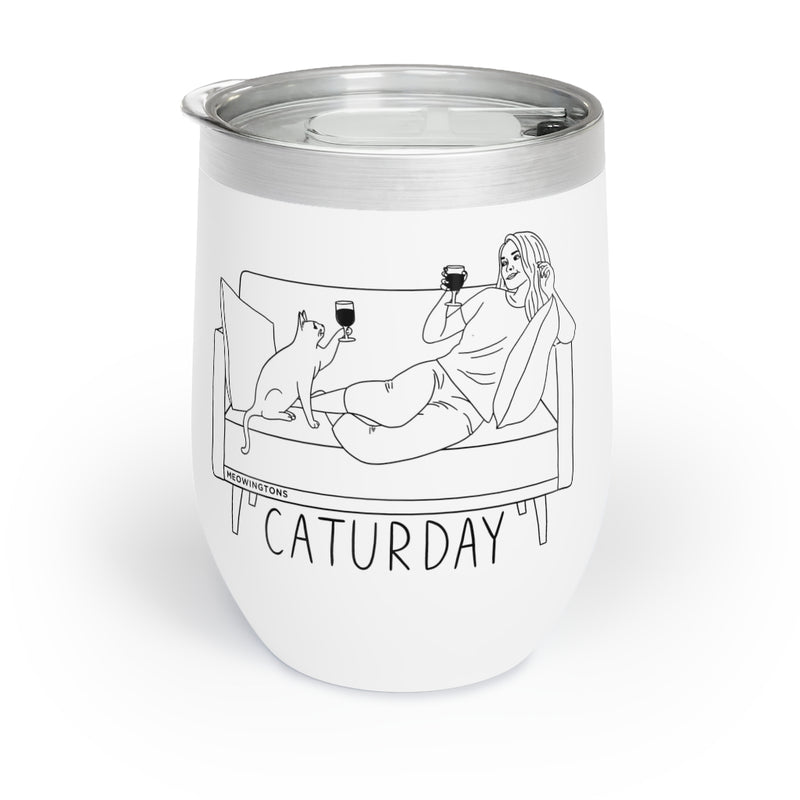 Caturday Chill Wine Tumbler