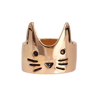 Gold Crown Cat Ring
