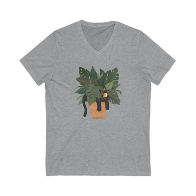 Jungle Cats & Plants Jersey V-Neck T-Shirt