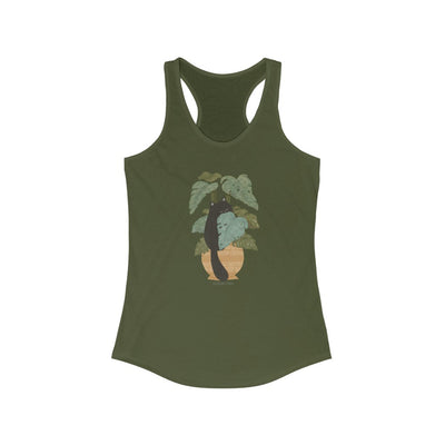 Tropical Jungle Cats & Plants Racerback Tank Top