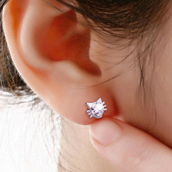 Cat earrings studs on sale