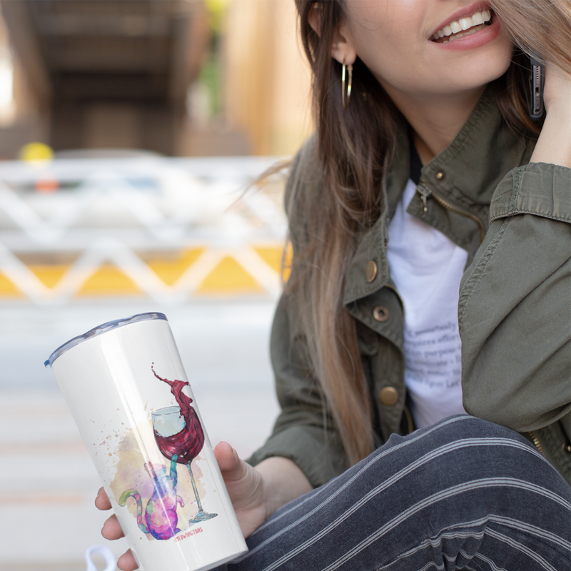 Feline Tipsy Cat Wine Reusable 20oz Tumbler