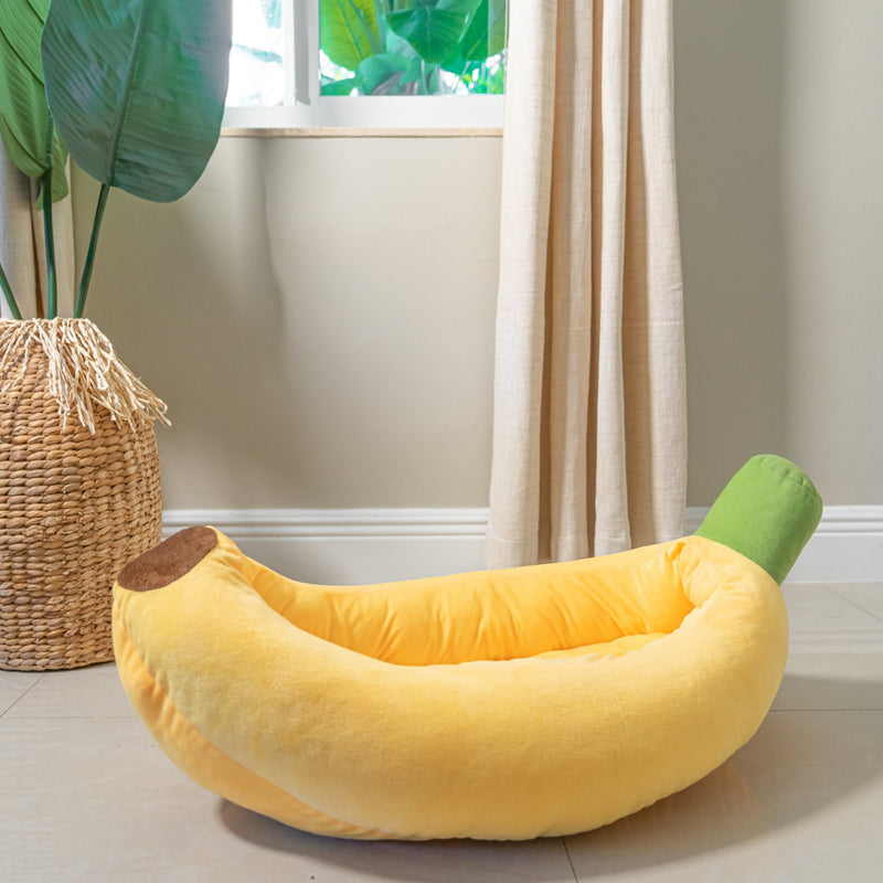 banana cat bed with removable cushion insert