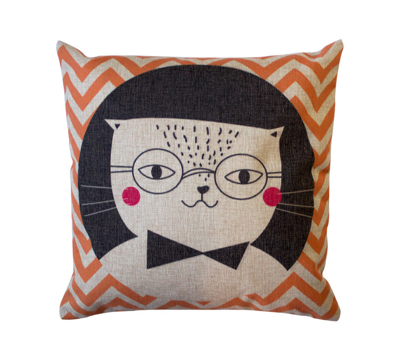 Hipster Cat Toss Pillow Cover
