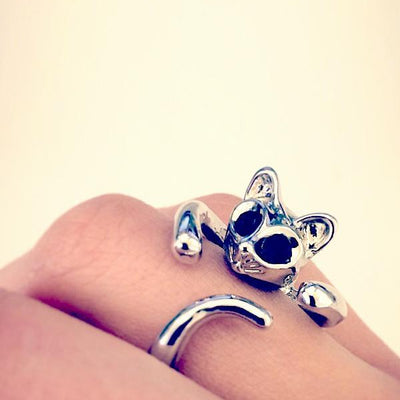 Adjustable Silver Sphynx Cat Ring from Meowingtons